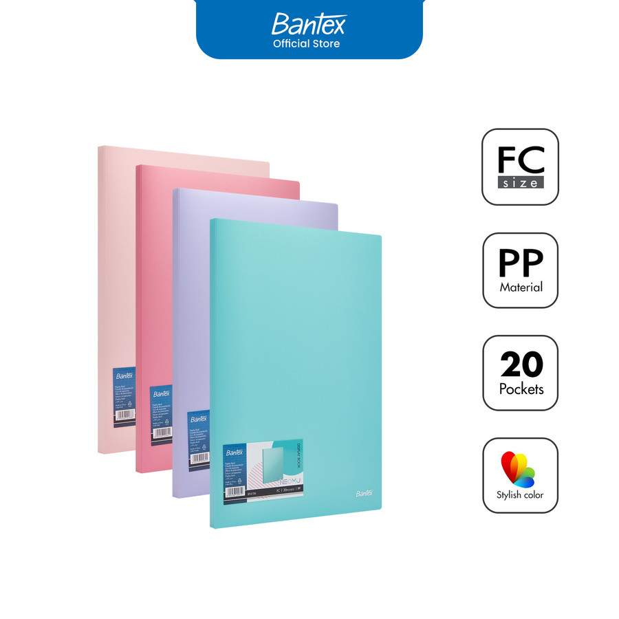 

Bantex Clear Holder 20 Pocket Folio / Display Book Bahan PP Anti-Static Warna Pastel # BF4106