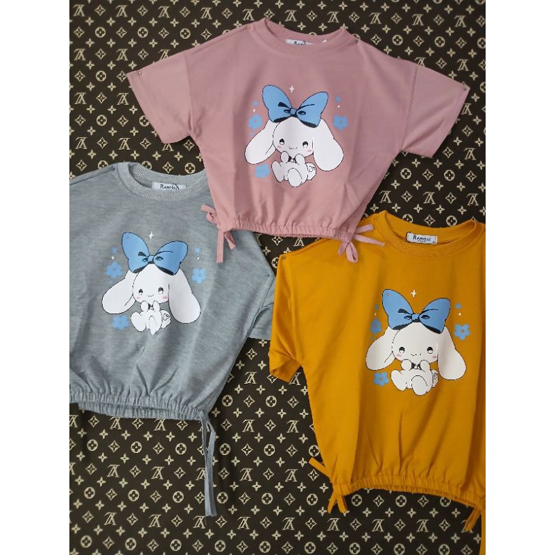 kaos anak perempuan crop tali motif kelinci usia 4 tahun/7 tahun