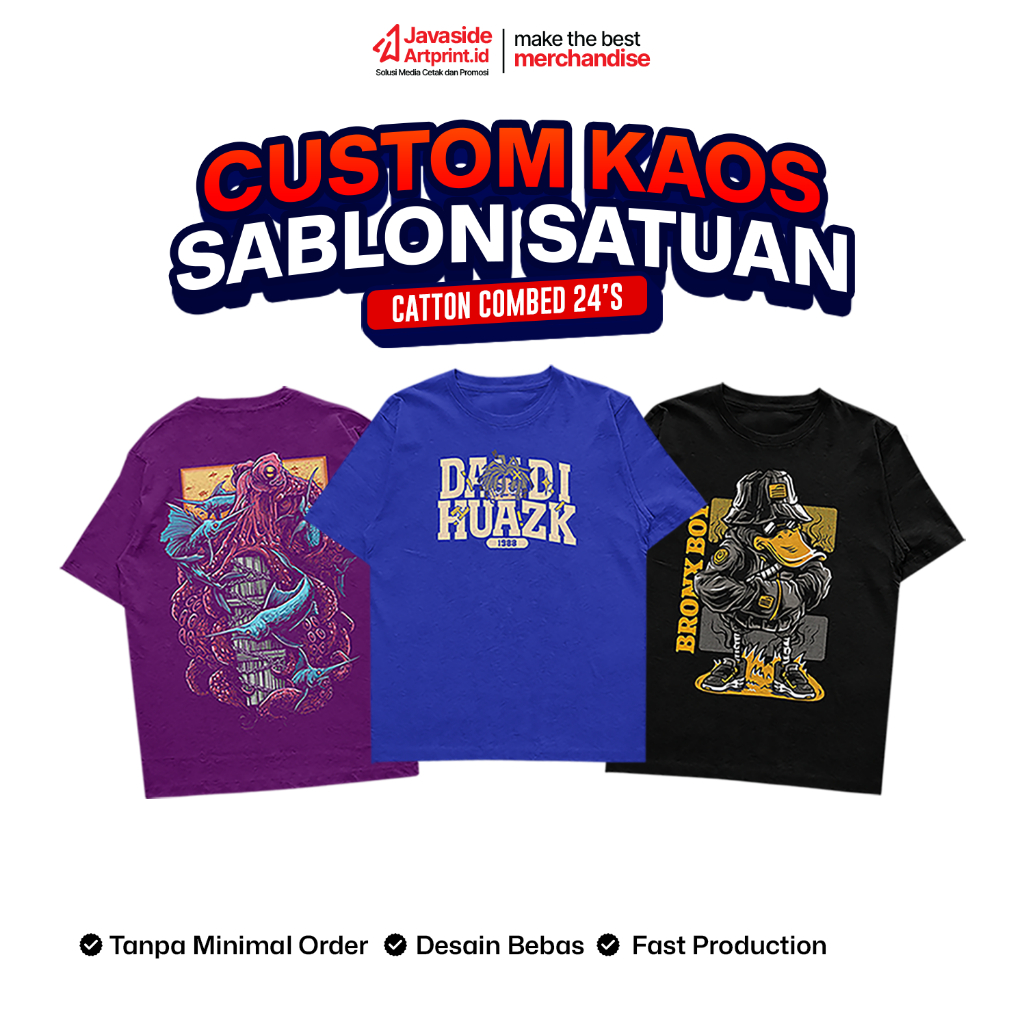 Custom Sablon Kaos Satuan 24s Premium - Desain Suka Suka / Sablon Custom /  Custom Kaos Kelas