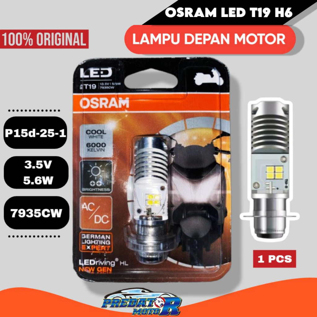 Lampu Depan Motor LED Osram T19 H6 New Gen Putih 7935CW