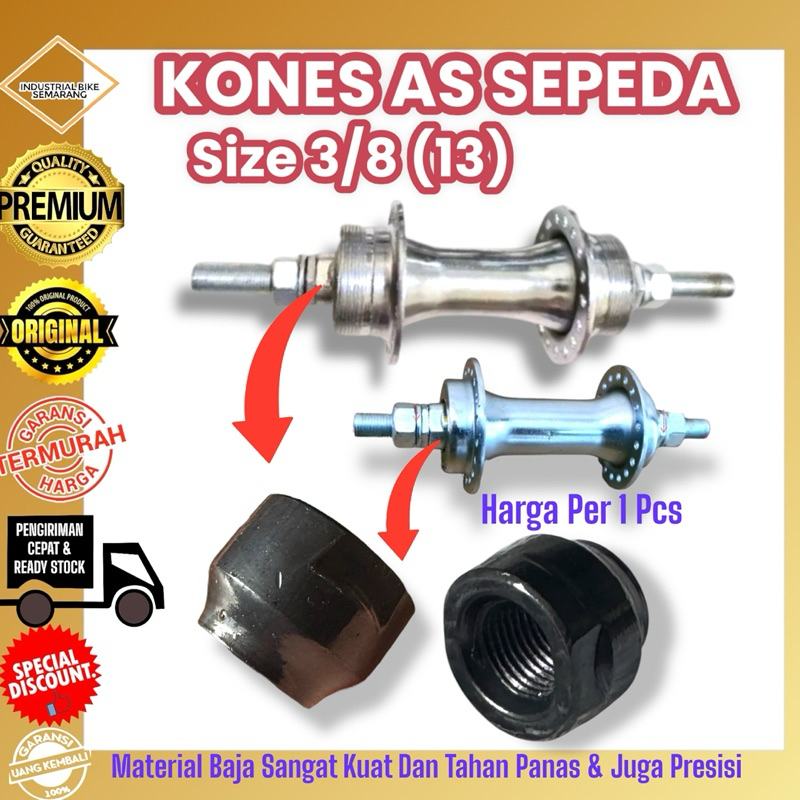 1PCS ( 3/8 (13) TAIWAN ) Kones Konis Cones Conis Ponis As Sepeda Poros Hub Bos As Sepeda Anak Dewasa