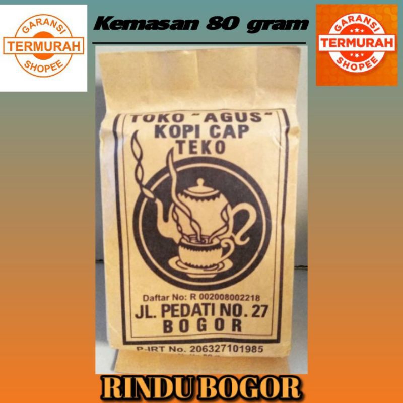 

Kopi Cap Teko Toko Agus kemasan 80 gram Kopi Lokal Khas Bogor.