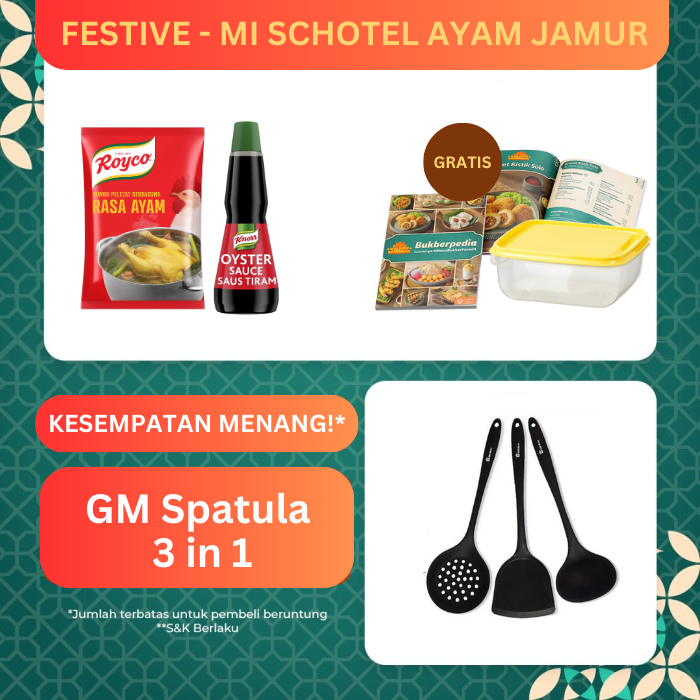 Festive - Mi Schotel Ayam Jamur (Royco ayam 460gr + Knorr Saus Tiram + Buku Resep Accordion Festive 