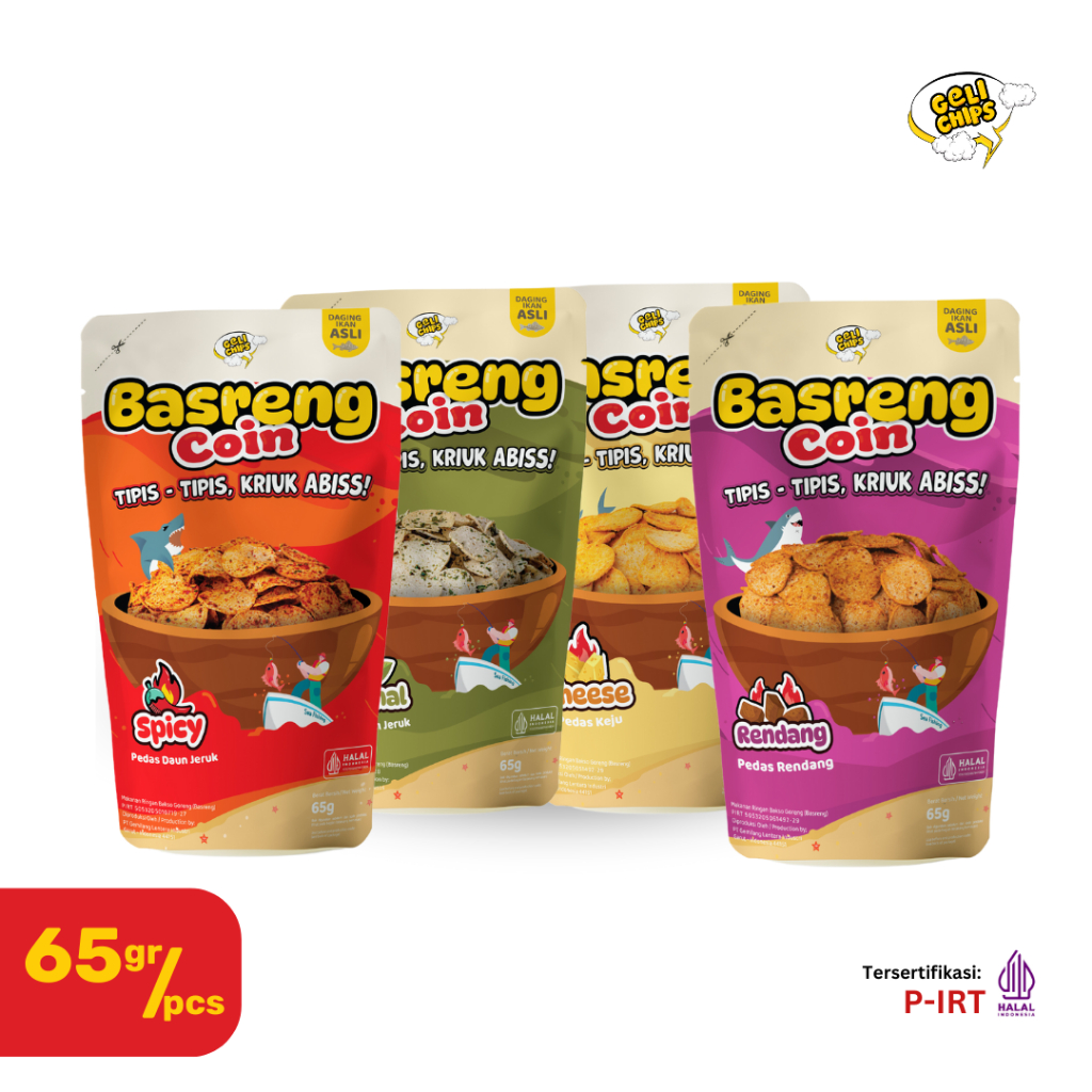 

Geli Chips - All Variant Basreng Koin Tipis Kriuk Gurih 65gr/pack