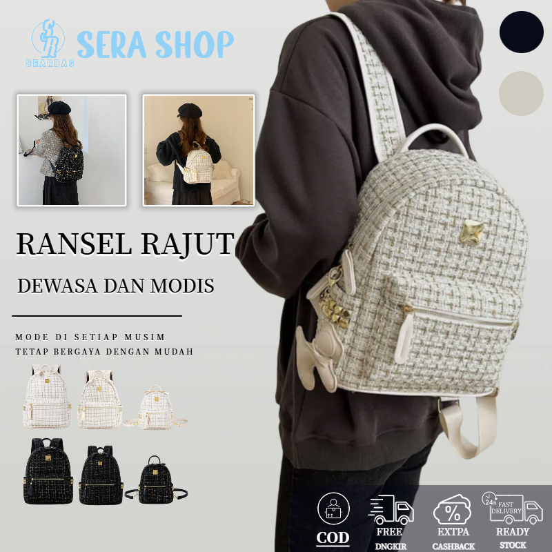 Ready Ransel rajut tweed bagTersedia tas ransel kecil wanita murah tas mini wanita ransel murah rans