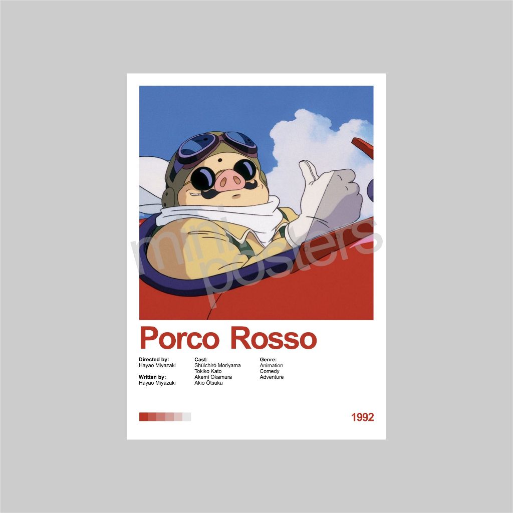 Poster Minimalist Film Porco Rosso by Ghibli