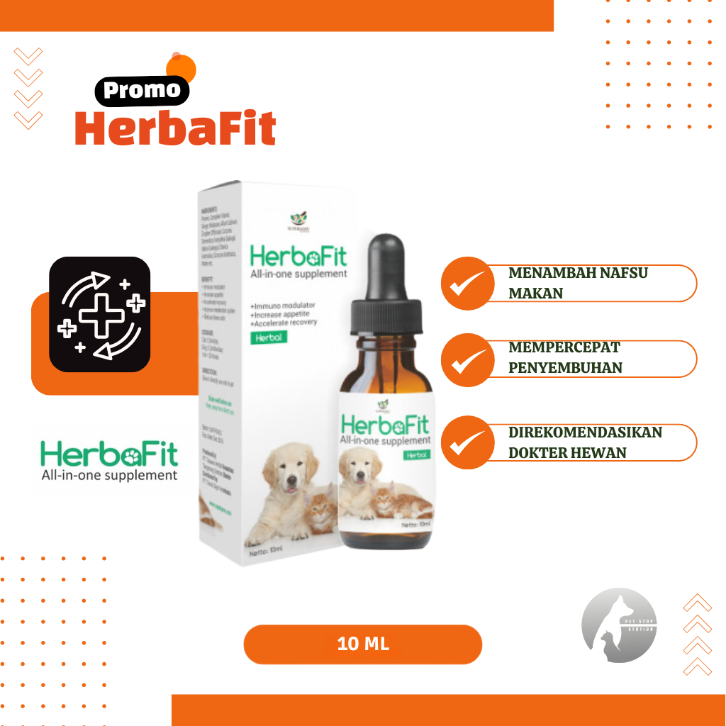 Herbafit 10ml - Vitamin Kucing Anjing Suplemen Kucing Anjing Herba Fit