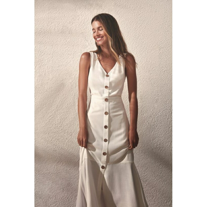 (NEW) STELLA WHITE OVERALL BUTTON DRESS PUTIH DUYUNG KOREA ORIGINAL