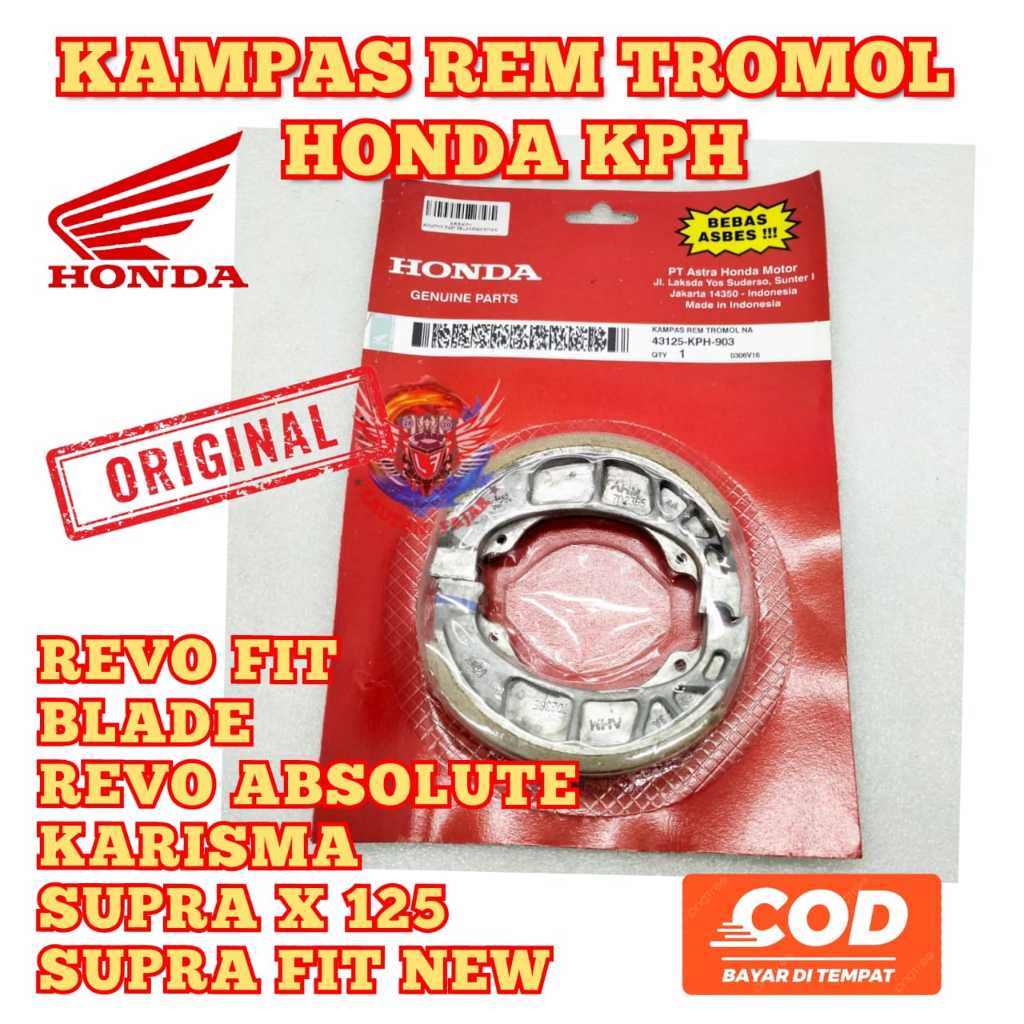 Kampas Rem Tromol Original Honda KPH Kampas Rem Belakang Absolute Revo Karisma Supra X 125 Blade Rev