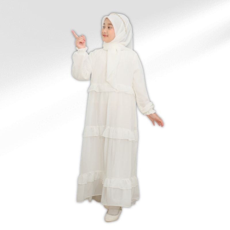 Radia Fashion Gamis Anak Melayu Malaysia Bordir Hitam Dan Putih Include Pasmina