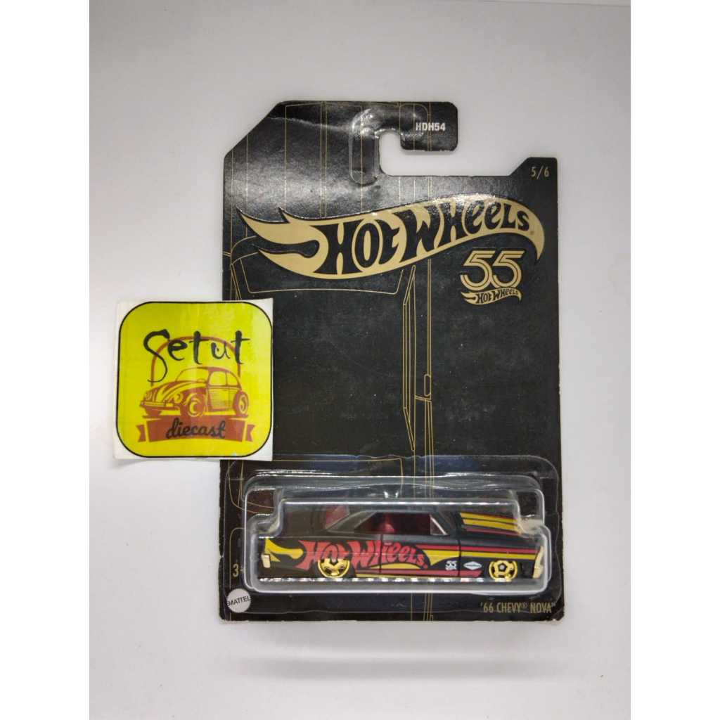 HOT WHEELS HOTWHEELS 55TH ANNIVERSARY 66 CHEVY NOVA HITAM BLACK