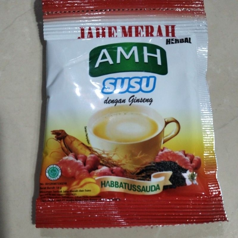 

AMH Minuman jahe merah dan susu dengan ginseng dan habbatussauda renceng 10 X 18 gr