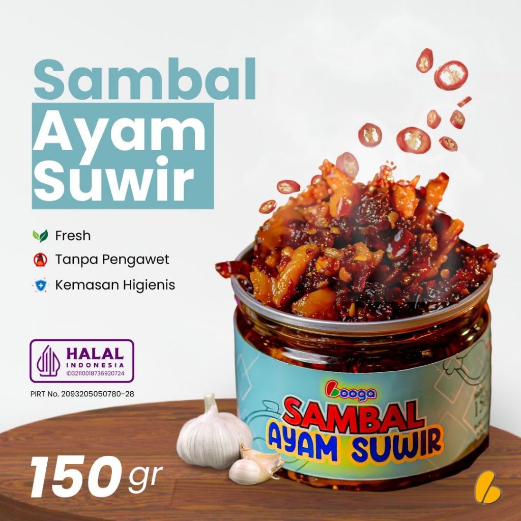 

Booga - Sambal Ayam Suwir Siap Saji Sambel Pedas Gurih 150 Gram