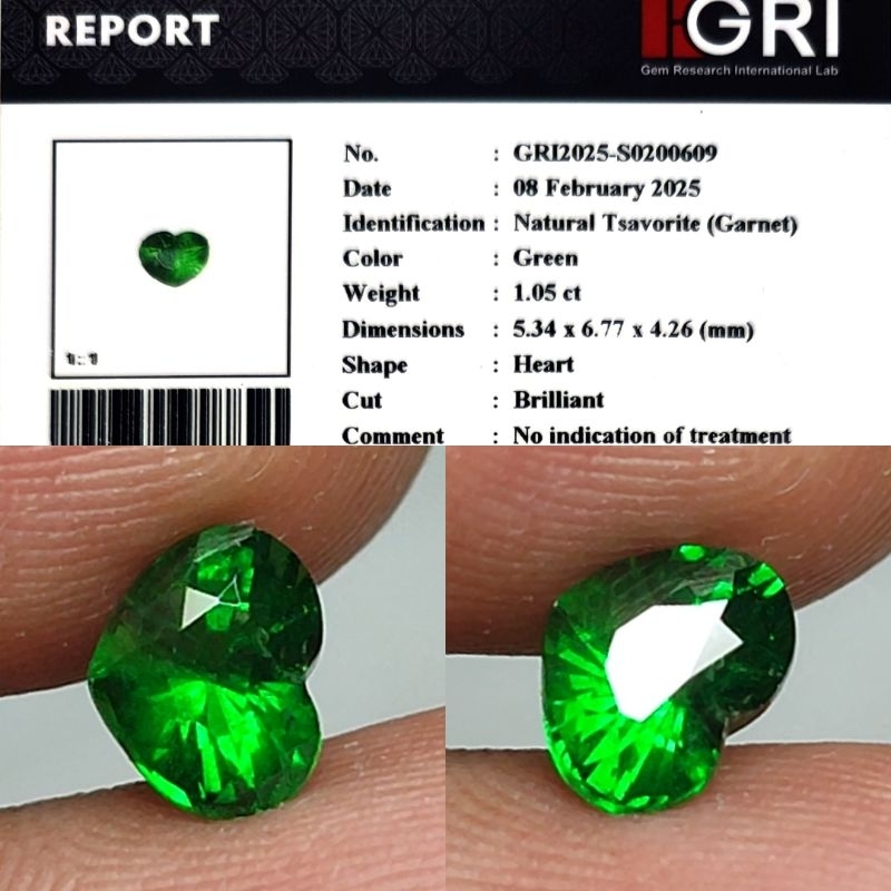 HOT ITEM Natural Vivid Green Tsavorite Garnet 1ct GRI Heart Cut Material Clean Top Crystall Hot Colo