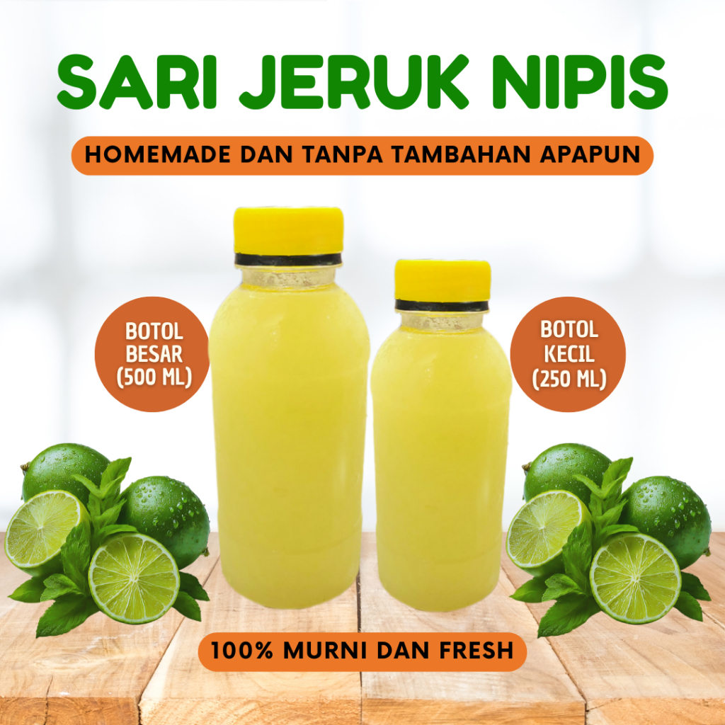 

Sari / Air Peras Jeruk Nipis Murni Asli 100% kemasan 250ml dan 500ml