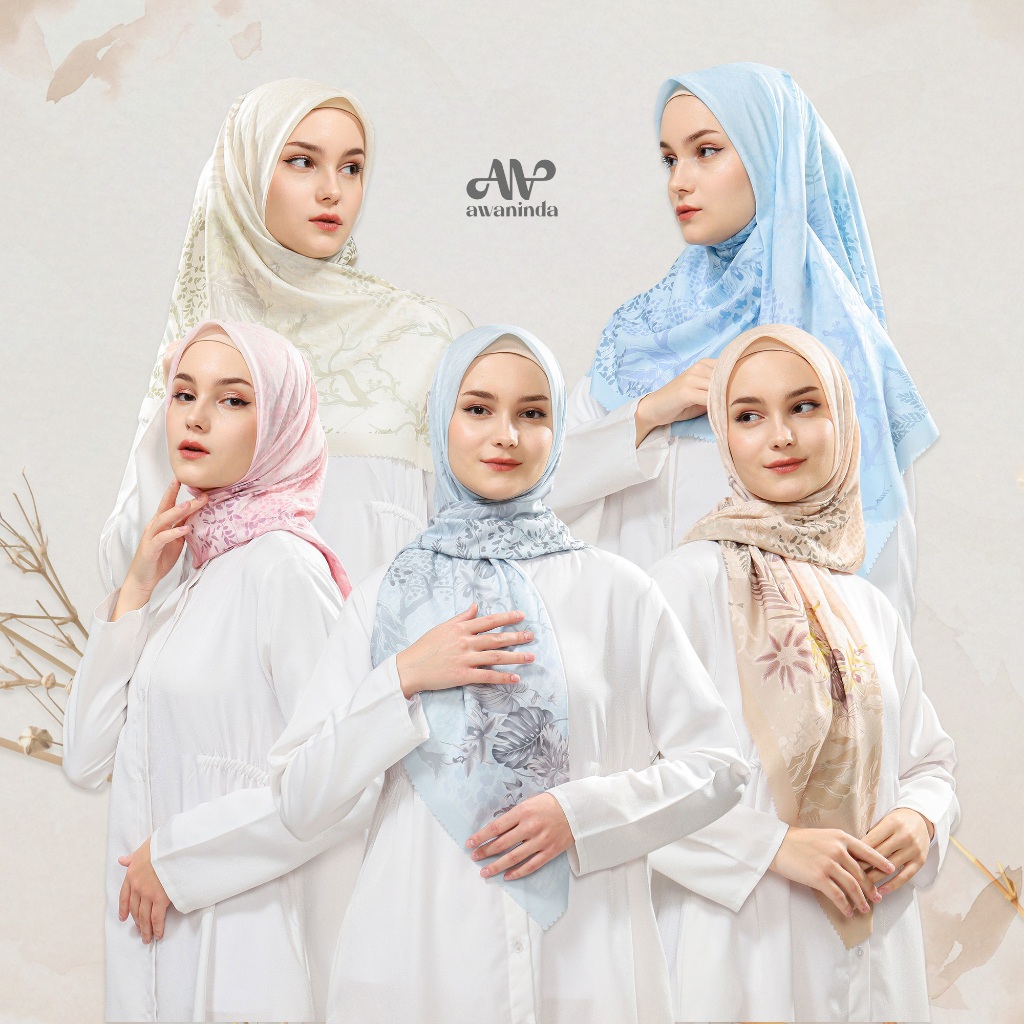 Scarf Segi Empat Motif Premium Hijab Kerudung Voal Premium Celesti Silk - Awaninda Aisyah Series