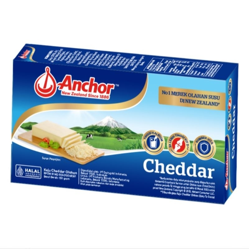 

Anchor Cheddar Block Cheese Asli New Zealand Box 150 g