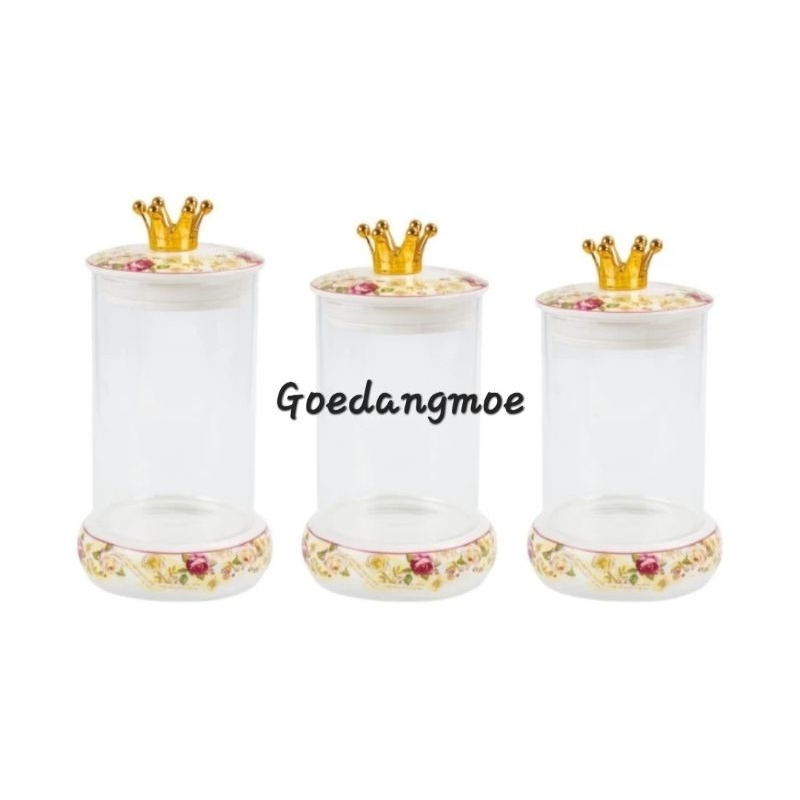 VICENZA Toples set kaca permen CROWN 3pc Toples set kaca sultan 3pc Mawar Melati Ayana Eternity