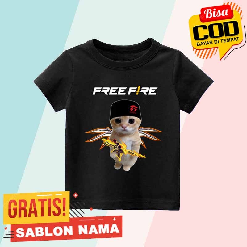 Kaos Anak Kucing FF / Baju Anak Laki Laki & Perempuan Kucing FF