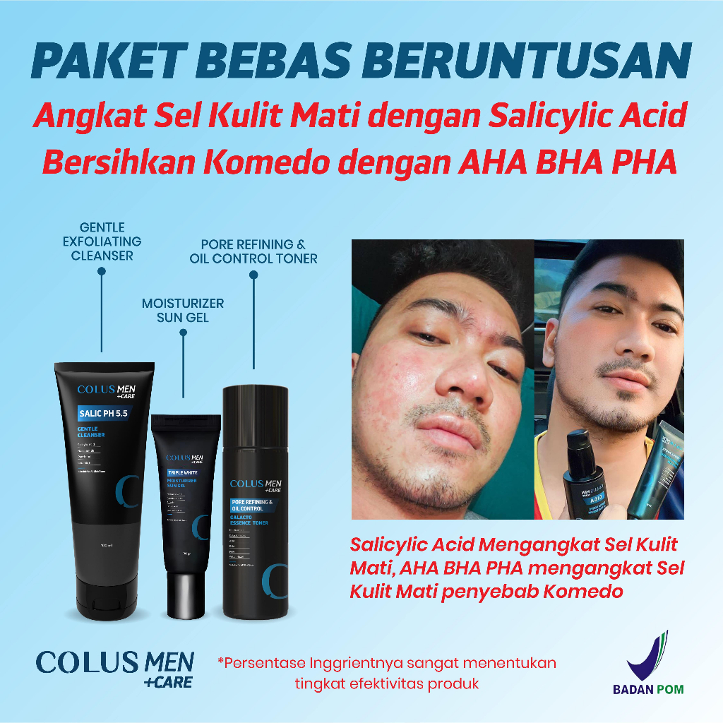 COLUS MEN Paket Skincare  BEBAS BERUNTUSAN | Skincare Pria Gigawhite 5% | Sabun Muka Pria | Skincare