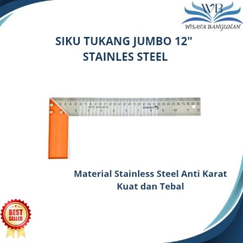 

PENGGARIS SIKU TUKANG STAINLESS TEBAL JUMBO 12" FURANO