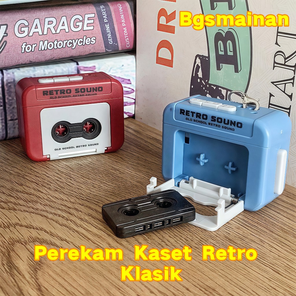 2Pcs Keychains Retro Tape Recorde Retro Keychain Kotak Musik Gantungan Kunci Rekam Music Box Mini Pe