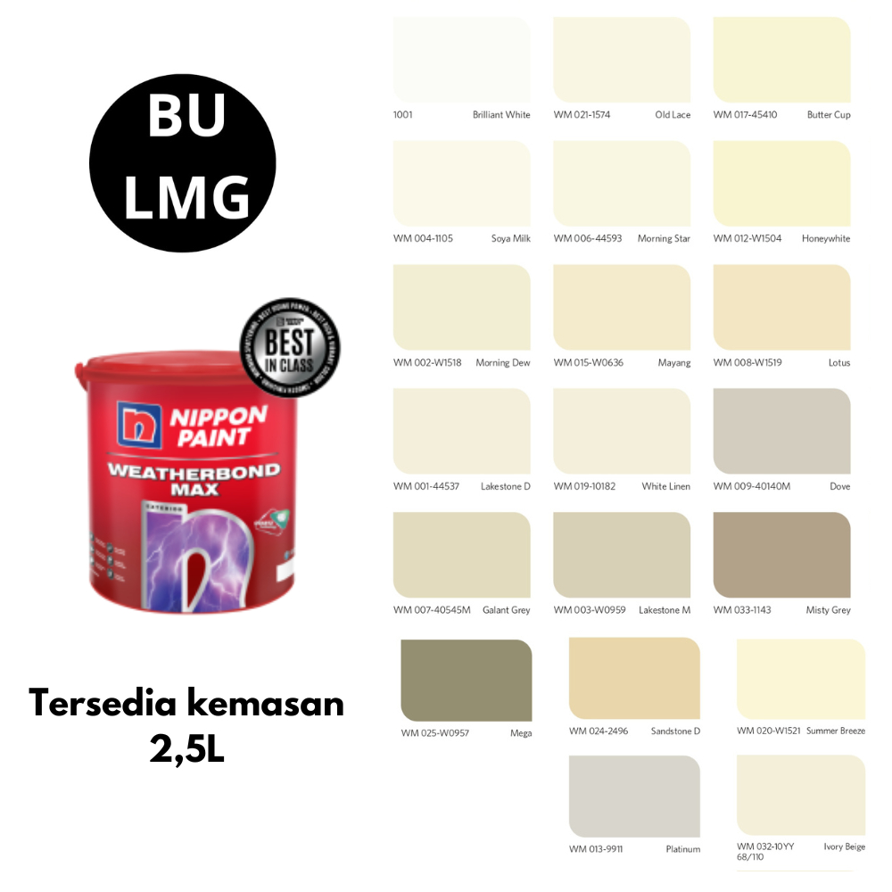 Nippon Weatherbond Max 2,5L || Cat Nippon Paint TINTING || Bisa Request Warna [Nippon Weatherbond Ma