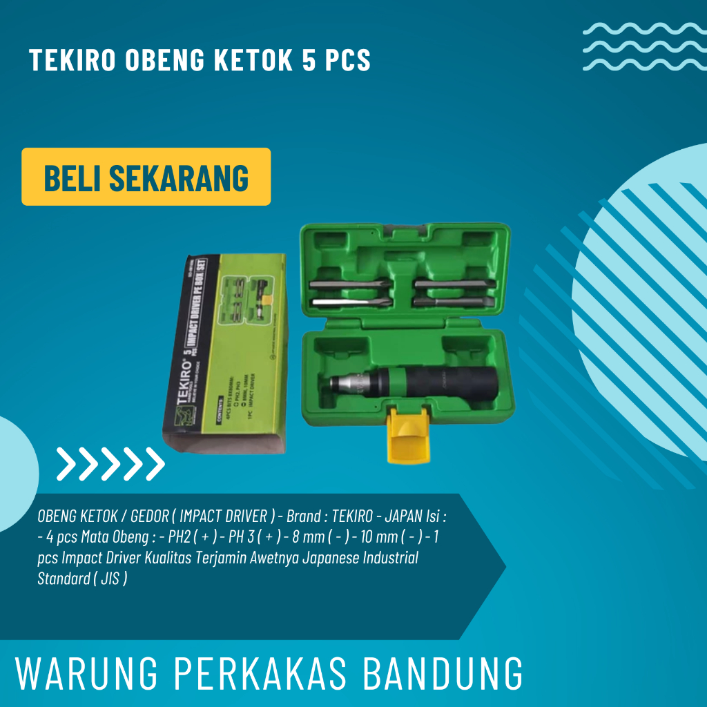 TEKIRO Obeng Ketok 5 pcs Obeng Gedor Impact Driver Obeng Set Japan