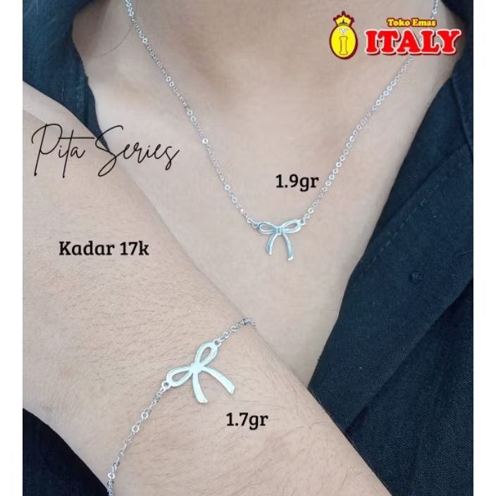 kalung emas tua variasi pita putih