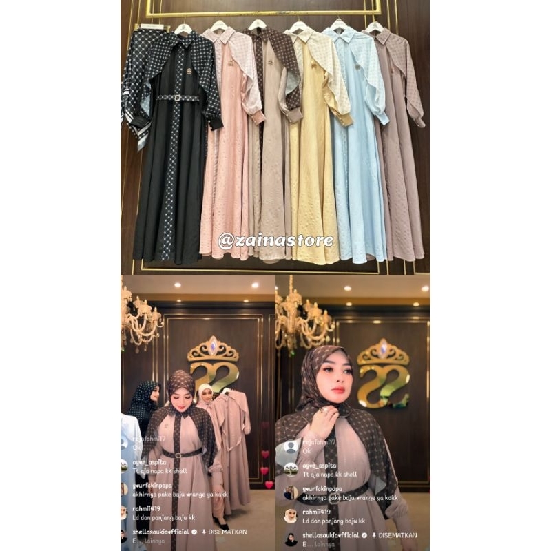 Shellasaukia Dress Set Hijab Mono Ss Terbaru Shellasaukiashop Baju Lebaran Mewah Premium Cantik Eleg