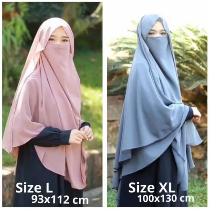 PL Khimar Ceruty 2 Layer + Niqap Putih
