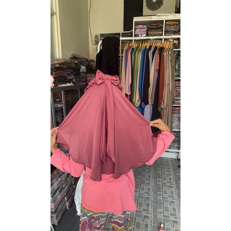 295 Jilbab anak pita ricis malay dagu tali jersey super moira/Hijab moira ori by bunyamin estimasi 3