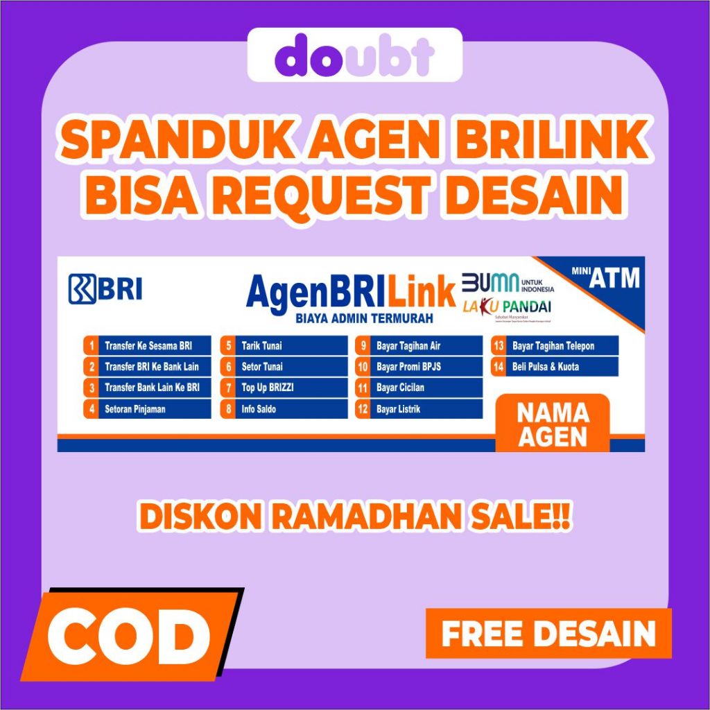 [FREE DESAIN] SPANDUK AGEN BRILINK TERBARU BISA REQUEST - CETAK BANNER BALIHO CUSTOM MURAH