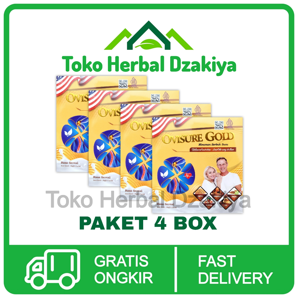 

4 Box Ovisure Gold Susu Vitamin Tulang Dan Sendi Nyeri Otot Keram Kebas Atasi Asam Urat Original Asli