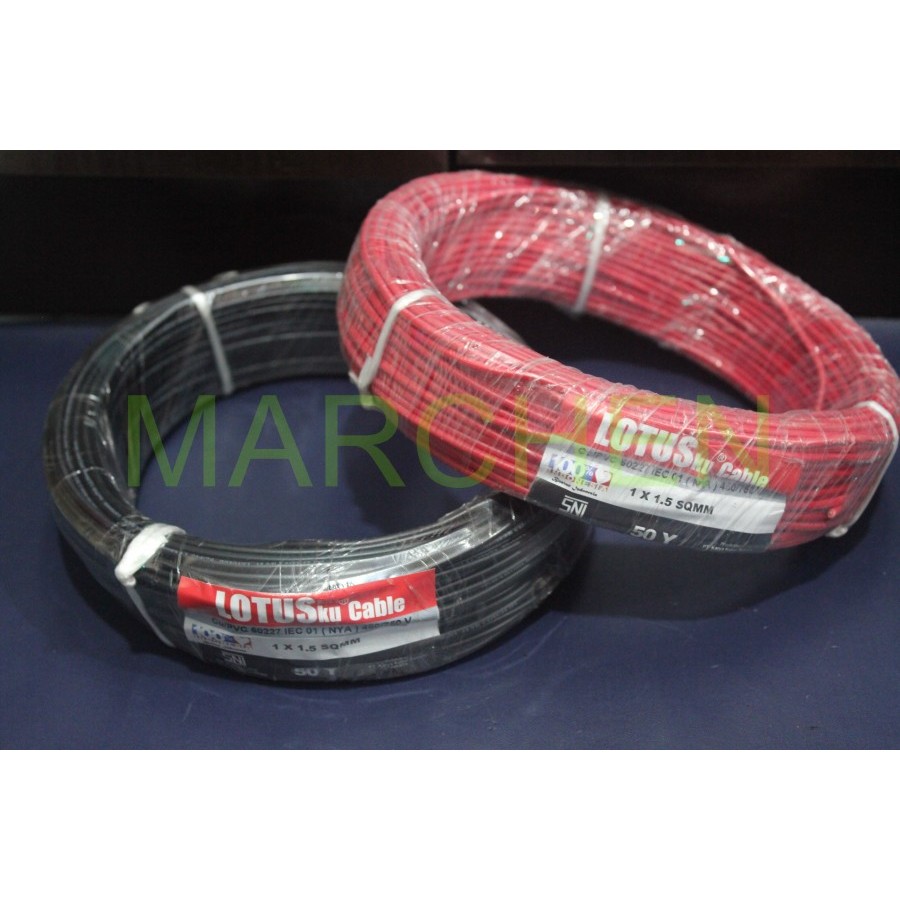 Kabel NYA 1x1.5 KAWAT TUNGGAL LOTUS MERAH / HITAM