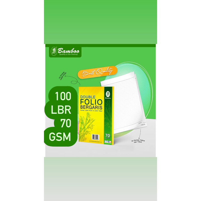 

Kertas Double Folio Bergaris Bamboo [100 Sheets]