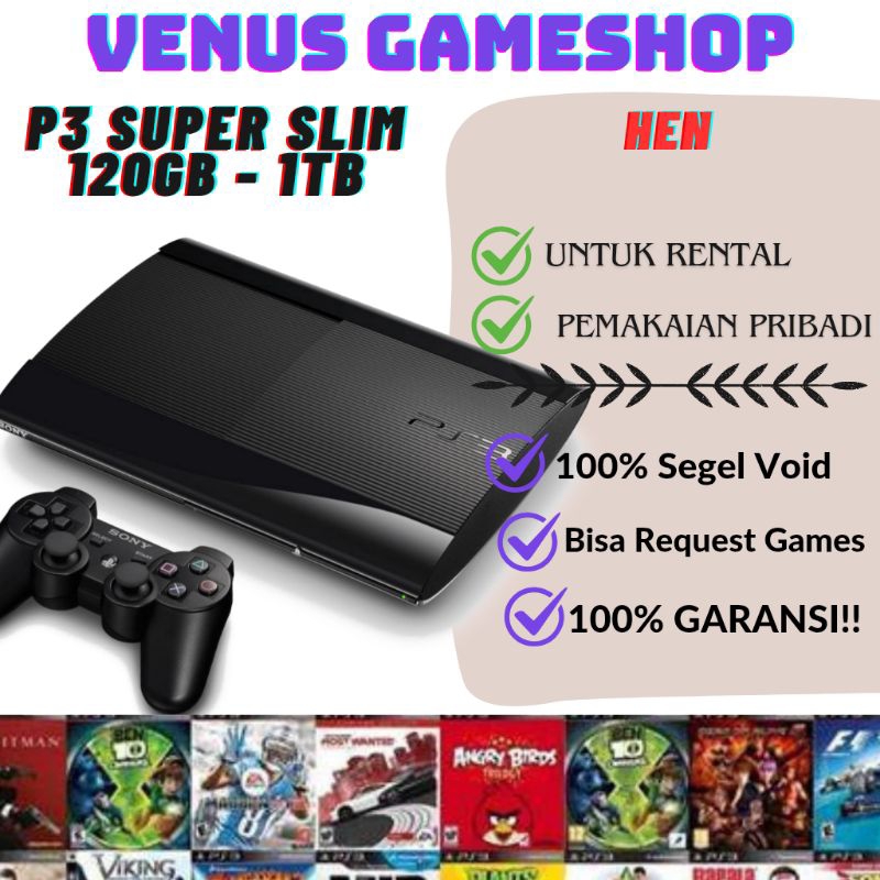 Playstation 3 PS3 Super slim segel void original 120GB 160GB 250GB 320GB 500GB 1TB garansi