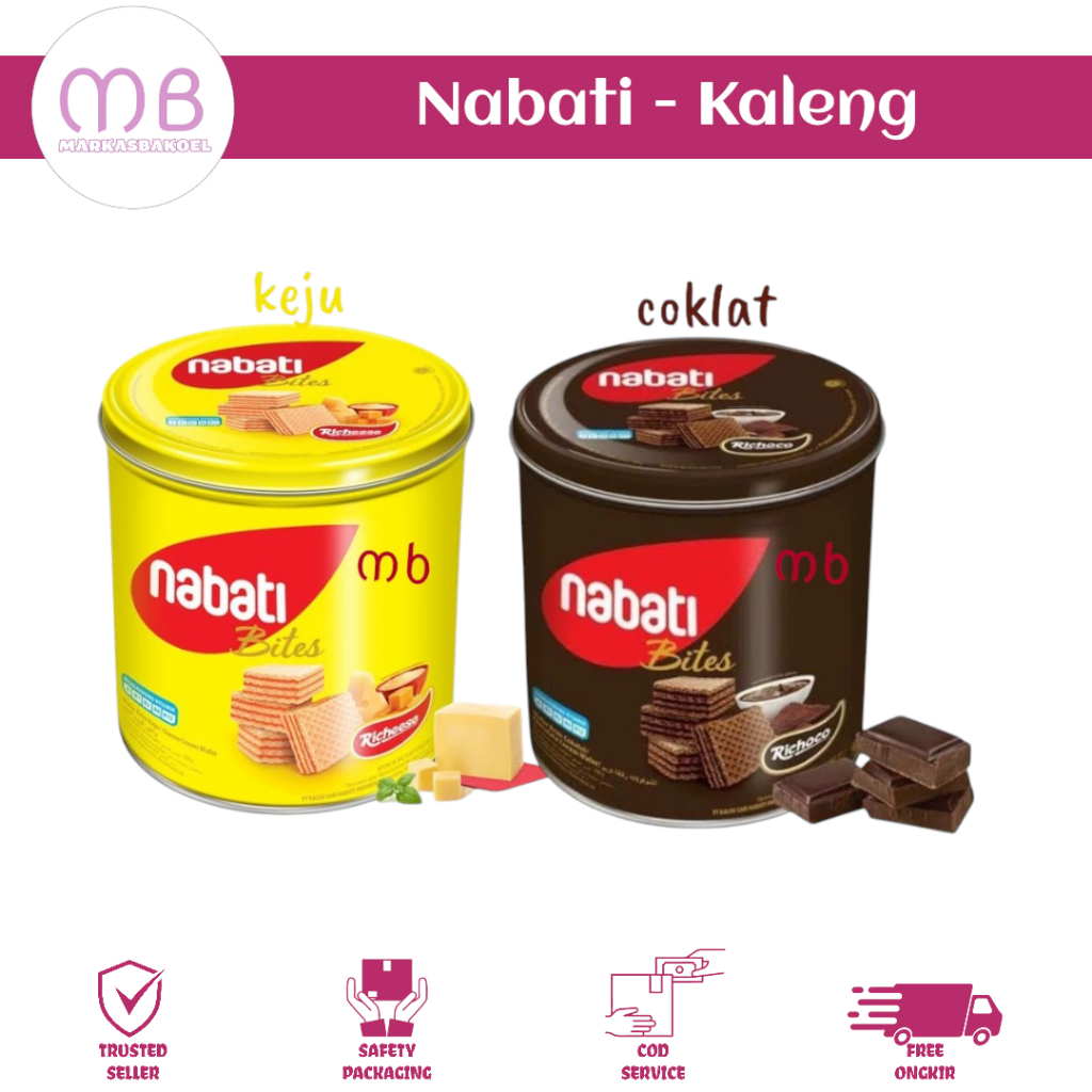 

NABATI WAFER BITES RICHEESE RICHOCO / WAFER NABATI KEJU COKELAT KEMASAN KALENG 240GRAM BEST SELLER DAN TERMURAH