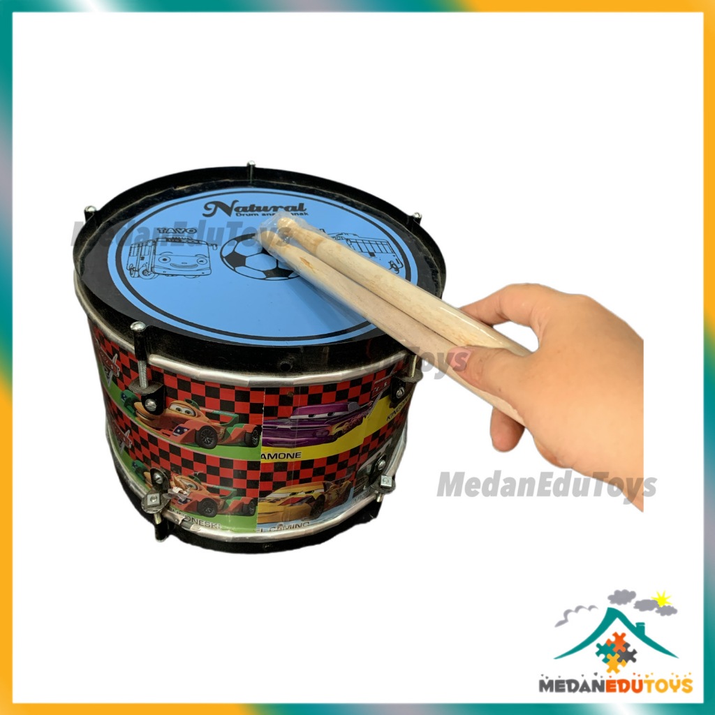 MedanEduToys - Drum Mainan Edukasi Anak Montessori Anak Bonus Stik Free Belajar Alat Musik