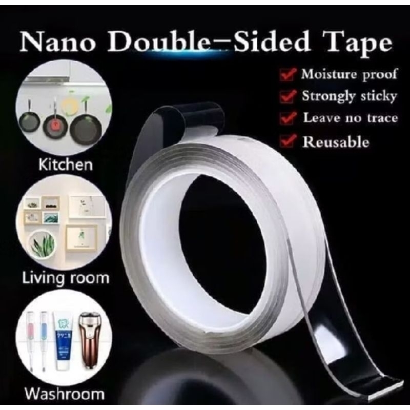 

Double Sided Tape Stick Firmly/ Selotip Bolak Balik Bening Super Lengket 3Meter