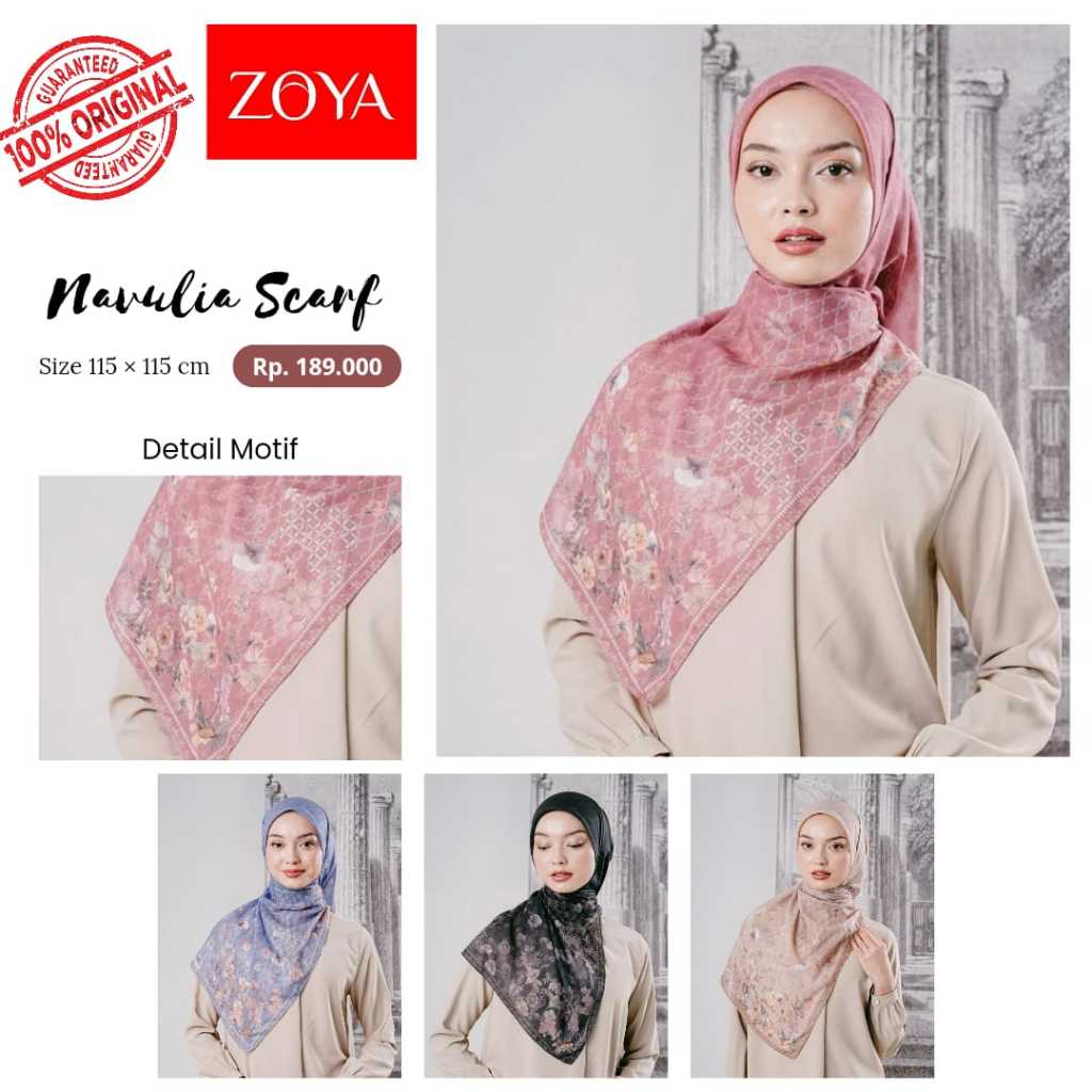 Navulia Scarf by Zoya Jilbab Segi Empat Motif Premium