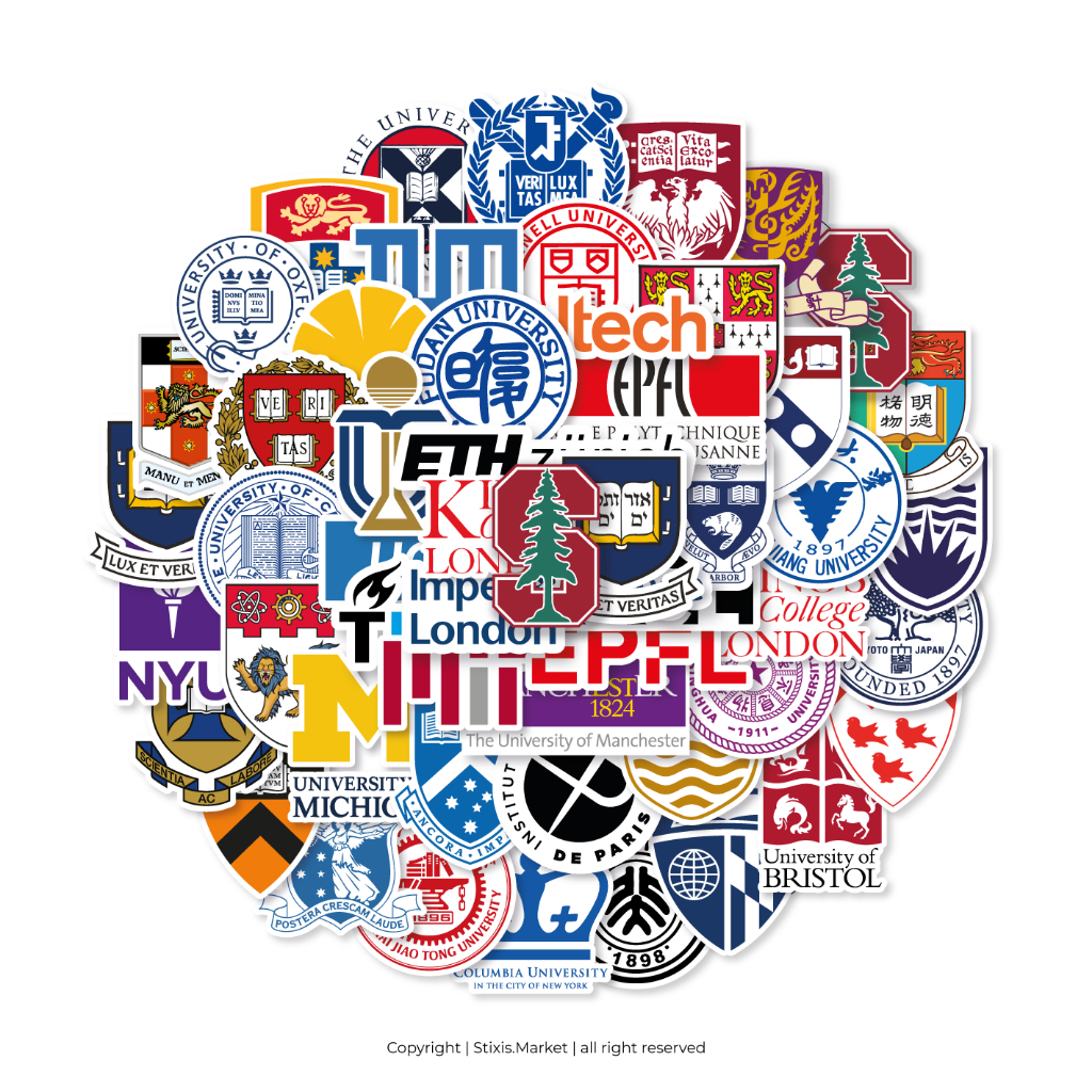 

[READY] STICKER PACK | WORLD UNIVERSITY | 50 PCS | KISSCUT | WATERPROFF | STIXIS.MARKET