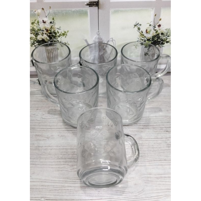 Gelas Kaca Motif bunga Love