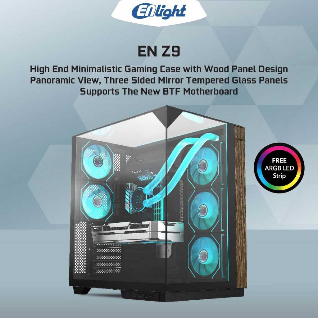 Casing Enlight Gaming EN Z9 Case Gaming Tempered Glass With LED Strip