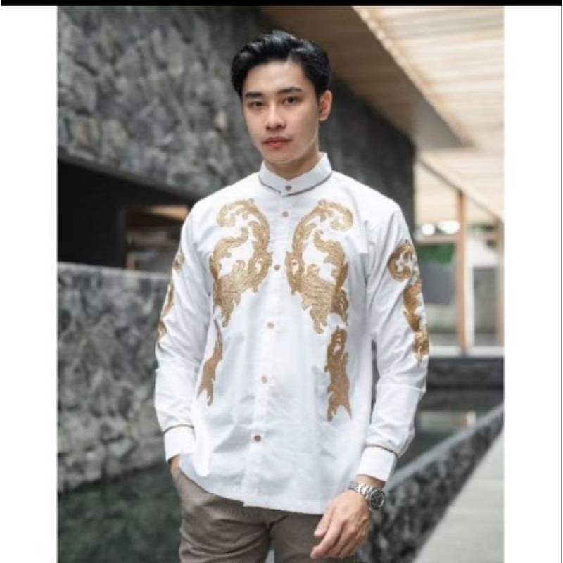 Kemeja Bordir Pria NUC.ID Hamdan 03 (Putih)