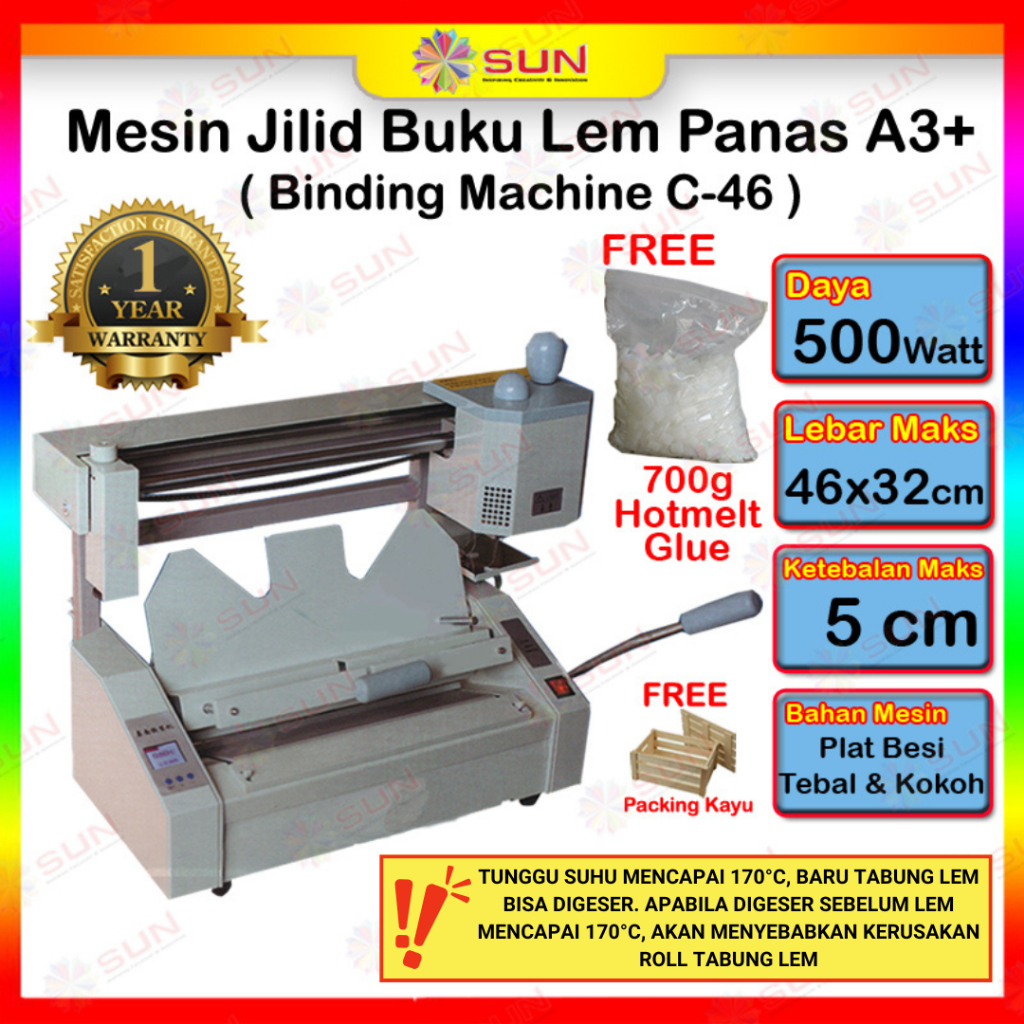 Mesin Jilid buku A3+- Mesin Binding Jilid Lem Panas Softcover, Hardcover Semi Automatic C-46