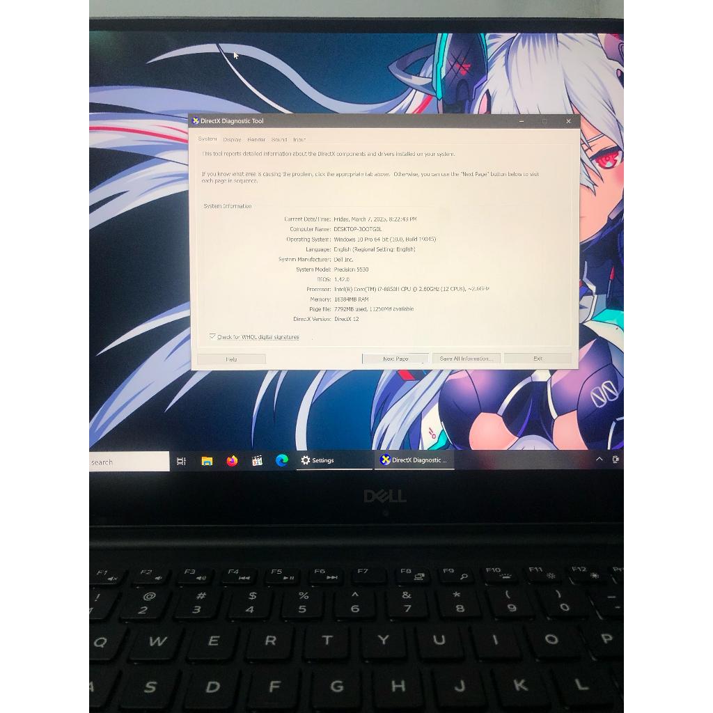 DELL PRECISION 5530 INTEL CORE I7 GEN 8 16/512