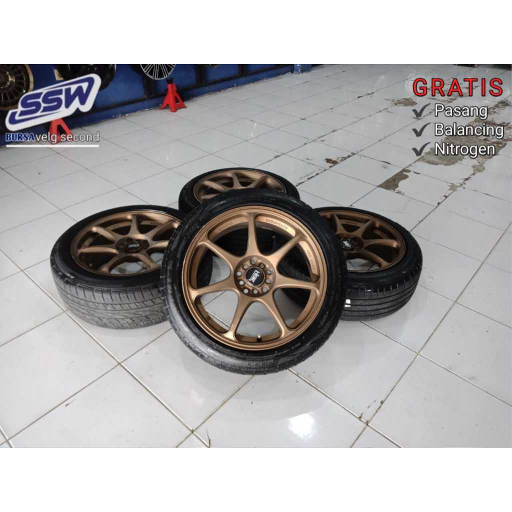 velg second hsr sebunsuta ring 18 lubang 5x100/114 warna bronze + ban 3pcs 215 50 r18