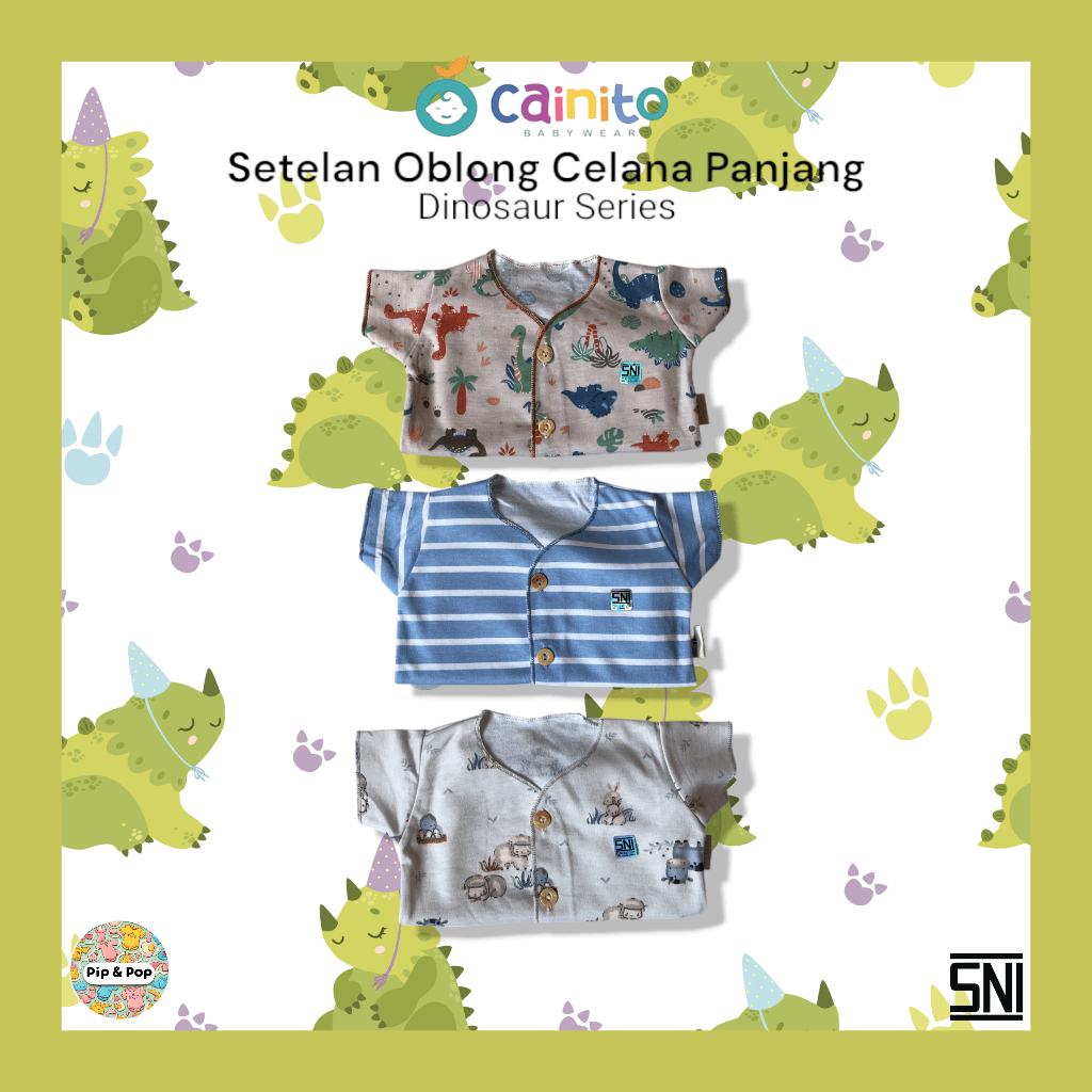 [NEWBORN] Cainito Setelan Dinosaur Lengan Pendek Celana Panjang