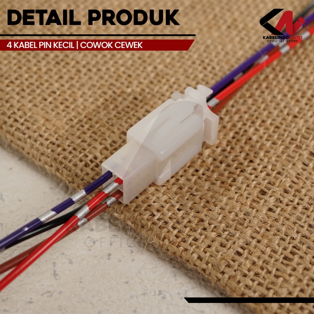 Soket Sambung 4 Pin Kecil / Mini Socket Kabel Konektor Mobil Motor (1 Set)